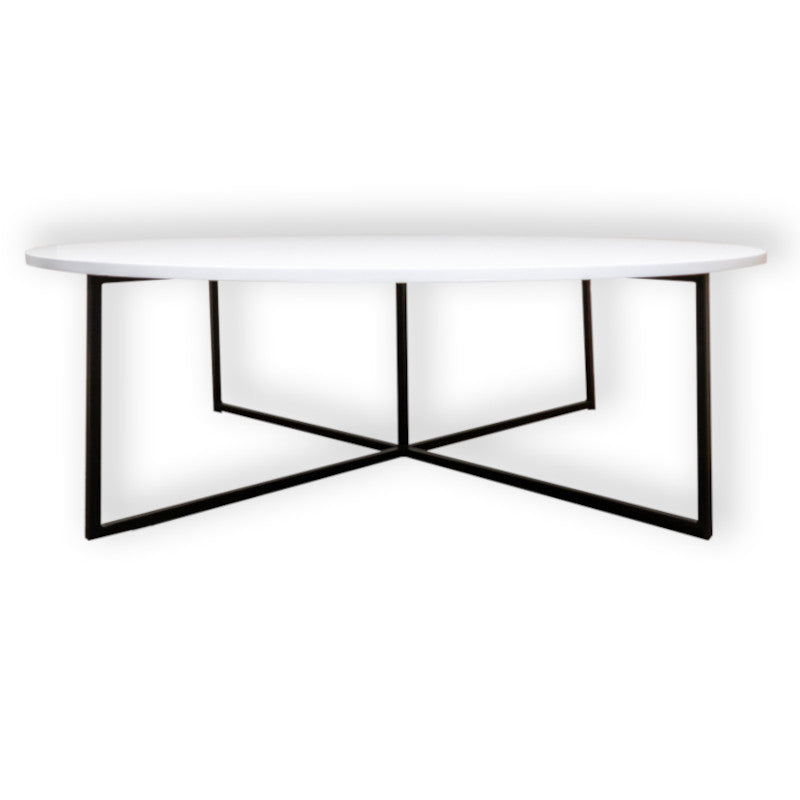 white round table side view
