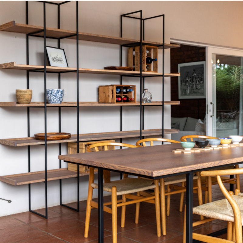 standing shelf with table